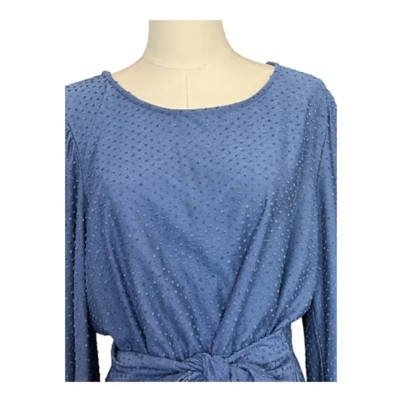 EUC Ava James blue textured long sleeve tie-back, tie-front/top – XL - Picture 3 of 11